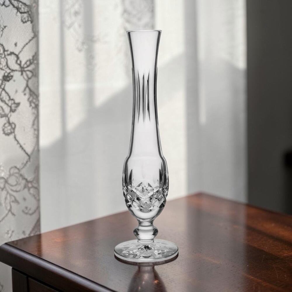 Vintage Lismore By Waterford Crystal 9" Bud Vase Diamond Cut Pattern Elegant